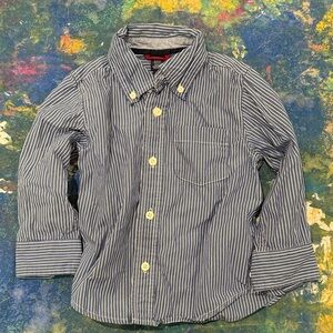 Gap Navy and White Striped Kids Button Down Shirt